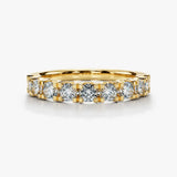 Scallop Set Half Eternity Band Wedding Ring SRB