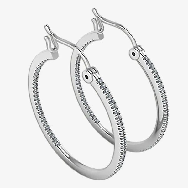 Lab Grown Diamond Platinum Hoop Earrings ER1D HEERA GOLD