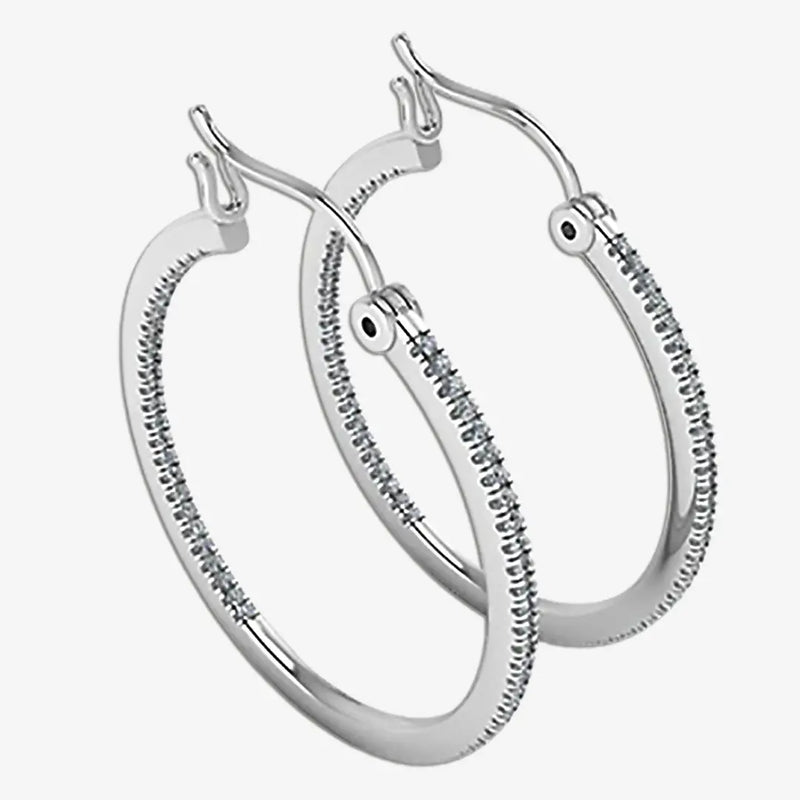 Lab Grown Diamond Platinum Hoop Earrings ER1D HEERA GOLD