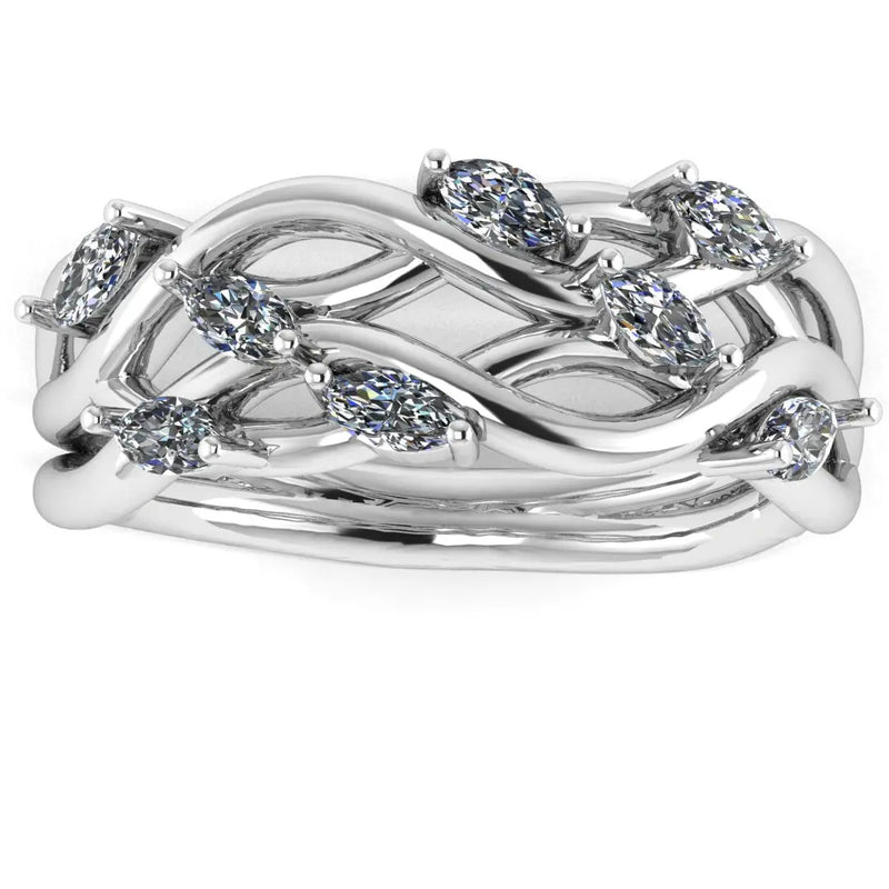 "Lanai" Nature Interweave Leaf and Branch Half Eternity Ring ET134 - HEERA DIAMONDS