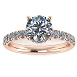 "Lara" Round Brilliant Cut Diamond Hidden Under Halo Scallop Set Diamond Band Engagement Ring UHRB05 - HEERA DIAMONDS