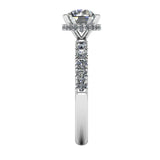 "Lara" Round Brilliant Cut Diamond Hidden Under Halo Scallop Set Diamond Band Engagement Ring UHRB05 - HEERA DIAMONDS