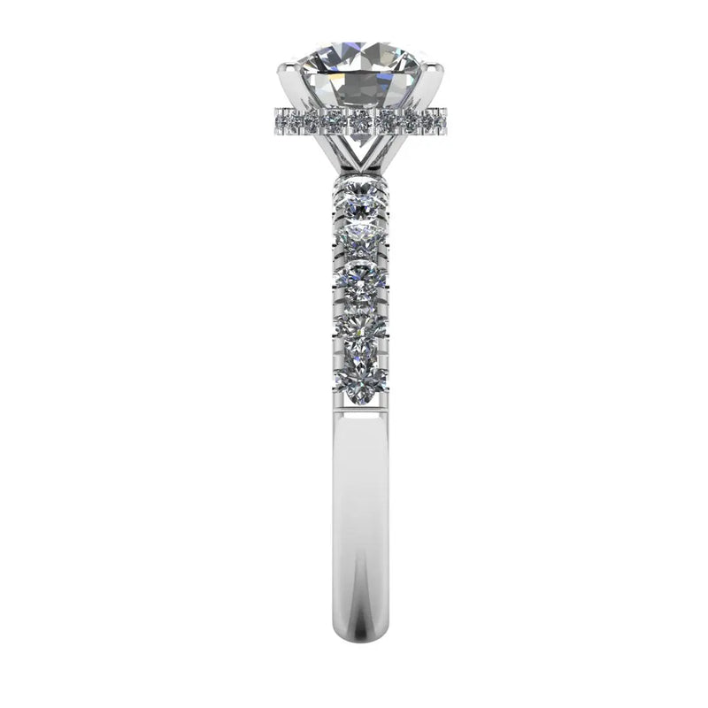 "Lara" Round Brilliant Cut Diamond Hidden Under Halo Scallop Set Diamond Band Engagement Ring UHRB05 - HEERA DIAMONDS