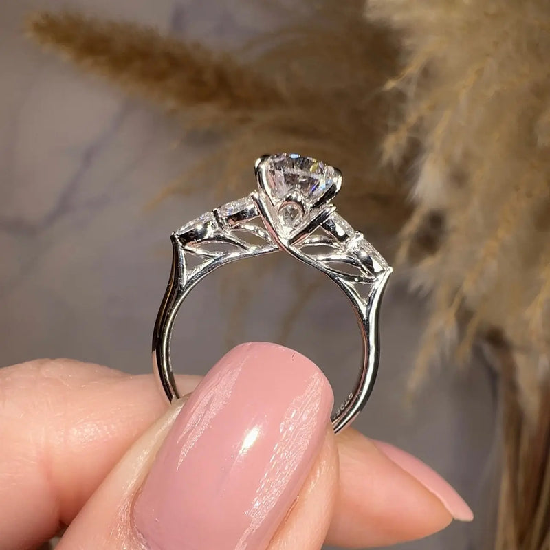 "Layla" Pear Centre Diamond with Marquise Cut Diamond Petals Engagement Ring - HEERA DIAMONDS