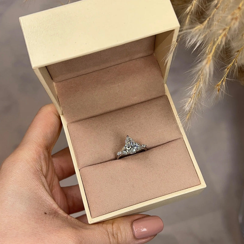 "Layla" Pear Centre Diamond with Marquise Cut Diamond Petals Engagement Ring - HEERA DIAMONDS