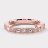 "Lelia" Dainty Round and Emerald Cut 0.40ct Eternity Diamond Ring ET73