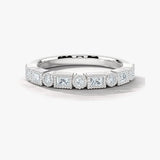 "Lelia" Dainty Round and Emerald Cut 0.40ct Eternity Diamond Ring ET73