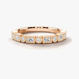"Lelia" Dainty Round and Emerald Cut 0.40ct Eternity Diamond Ring ET73