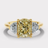 "Lion" Oval Cut 5.5 Carat Lab Grown Trilogy Yellow Gold Engagement Ring
