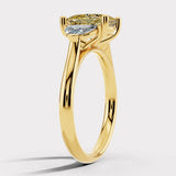 "Lion" Oval Cut 5.5 Carat Lab Grown Trilogy Yellow Gold Engagement Ring