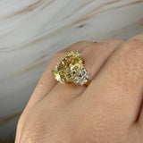 "Lion" Oval Cut 5.5 Carat Natural Trilogy Yellow Gold Engagement Ring HEERA DIAMONDS