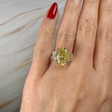 "Lion" Oval Cut 5.5 Carat Natural Trilogy Yellow Gold Engagement Ring HEERA DIAMONDS