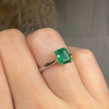 "Lioraen" Emerald Green 0.47 Carat Emerald Cut Solitaire Natural Diamond Engagement Ring HM604 HEERA DIAMONDS