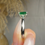 "Lioraen" Emerald Green 0.47 Carat Emerald Cut Solitaire Natural Diamond Engagement Ring HM604 HEERA DIAMONDS