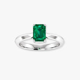 "Lioraen" Emerald Green 0.47 Carat Emerald Cut Solitaire Natural Diamond Engagement Ring HM604