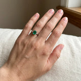 "Lioraen" Emerald Green 0.47 Carat Emerald Cut Solitaire Natural Diamond Engagement Ring HM604