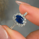 "Liorza" Blue Sapphire 0.74 Carat Oval Cut Diamond Shoulder Engagement Ring HM1272 HEERA DIAMONDS