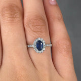 "Liorza" Blue Sapphire 0.74 Carat Oval Cut Diamond Shoulder Engagement Ring HM1272 HEERA DIAMONDS
