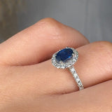 "Liorza" Blue Sapphire 0.74 Carat Oval Cut Diamond Shoulder Engagement Ring HM1272 HEERA DIAMONDS