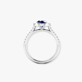 "Liorza" Blue Sapphire 0.74 Carat Oval Cut Natural Diamond Shoulder Engagement Ring HM1272