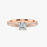 "Loana" 1 Carat Cushion Cut Diamond Double Row Diamond Pave Engagement Ring DSCC01