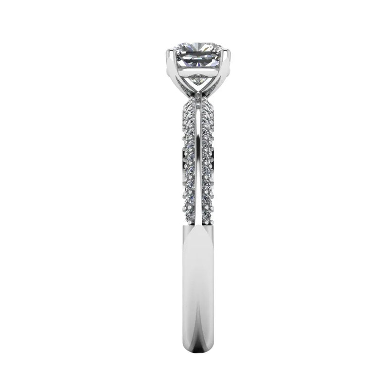 "Loana" Cushion Cut Diamond Double Row Diamond Pave Engagement Ring DSCC01 - HEERA DIAMONDS