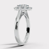 "Lottie" 1 Carat Flower Halo Oval Cut Diamond Hidden Diamond Undersetting Engagement Ring HAOC01