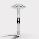 "Lottie" 1 Carat Flower Halo Oval Cut Diamond Hidden Diamond Undersetting Engagement Ring HAOC01