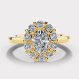 "Lottie" 1 Carat Flower Halo Oval Cut Diamond Hidden Diamond Undersetting Engagement Ring HAOC01