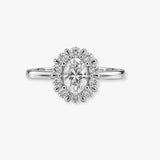 "Lottie" 1 Carat Flower Halo Oval Cut Diamond Hidden Diamond Undersetting Engagement Ring HAOC01