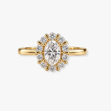 "Lottie" 1 Carat Flower Halo Oval Cut Diamond Hidden Diamond Undersetting Engagement Ring HAOC01