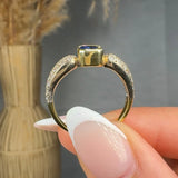 "Lumessia" 0.80 Carat Emerald Cut Blue Sapphire Natural Diamond Shoulder Engagement Ring MSR469