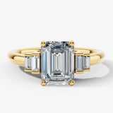 "Lunar" Radiant Cut 3 carat Diamond Shoulder 18kt Yellow Gold Engagement Ring HEERA DIAMONDS