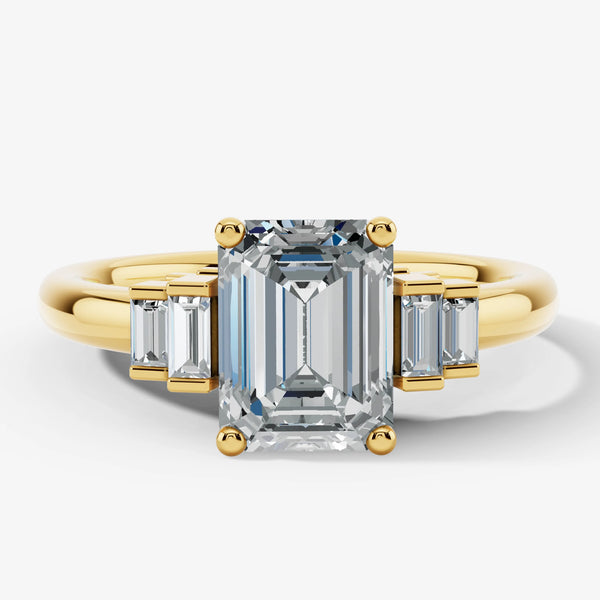 "Lunar" Radiant Cut 3 carat Diamond Shoulder 18kt Yellow Gold Engagement Ring HEERA DIAMONDS