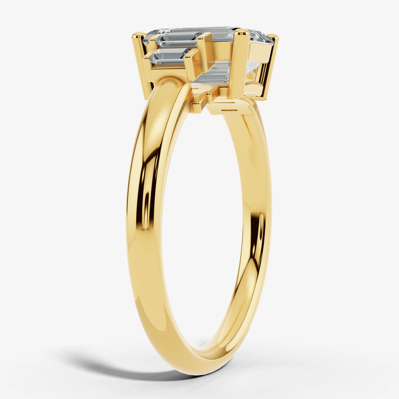 "Lunar" Radiant Cut 3 carat Diamond Shoulder 18kt Yellow Gold Engagement Ring HEERA DIAMONDS