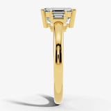 "Lunar" Radiant Cut 3 carat Diamond Shoulder 18kt Yellow Gold Engagement Ring Render- Side view