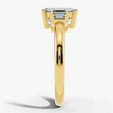 "Lunar" Radiant Cut 3 carat Diamond Shoulder 18kt Yellow Gold Engagement Ring Render- Side view