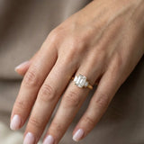 "Lunar" Radiant Cut 3 carat Diamond Shoulder 18kt Yellow Gold Engagement Ring