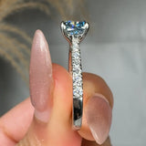 "Lunviera" Blue Sapphire 0.5 Carat Cushion Cut Diamond Shoulder Engagement Ring HLR528 HEERA DIAMONDS