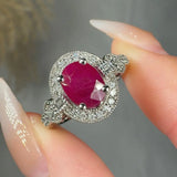 "Luvira" Oval Cut Ruby 1.84 Carat Diamond Shoulder Engagement Ring HR1349 HEERA DIAMONDS