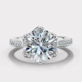 "Lux" 1 carat Petals Basket Set Round Brilliant Cut Diamond Grain Set Diamond Engagement Ring DSRB41