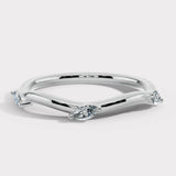 "Lyra" Marquise Leaf 0.20ct Diamonds on Wave Shaped Eternity Ring ET15
