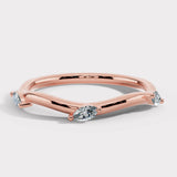 "Lyra" Marquise Leaf 0.20ct Diamonds on Wave Shaped Eternity Ring ET15