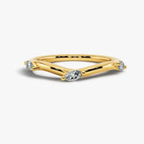 "Lyra" Marquise Leaf 0.20ct Diamonds on Wave Shaped Eternity Ring ET15