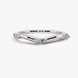 "Lyra" Marquise Leaf 0.20ct Diamonds on Wave Shaped Eternity Ring ET15