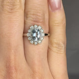 "Lyvoria" Aquamarine 0.99 Carat Oval Cut Lab Grown Diamond Engagement Ring HLR73