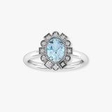 "Lyvoria" Aquamarine 0.99 Carat Oval Cut Lab Grown Diamond Engagement Ring HLR73