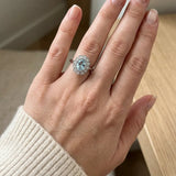 "Lyvoria" Aquamarine 0.99 Carat Oval Cut Lab Grown Diamond Engagement Ring HLR73