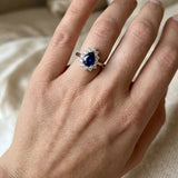 "Lyza" Blue Sapphire 0.41 Carat Pear Cut Natural Diamond Engagement Ring HR1264