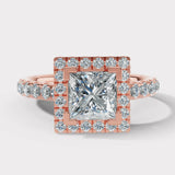 "Maddison" Princess Cut 2 Carat Halo Diamond Shoulder Engagement Ring HEERA DIAMONDS